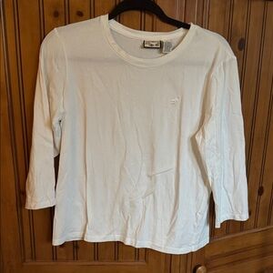 Caribbean Joe White Cotton Cropped Sleeve Tee